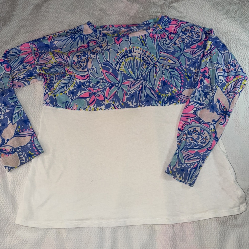 Lilly Pulitzer Finn Top Pop Up Got Your Back Long Sleeve Top Colorful Girls XL